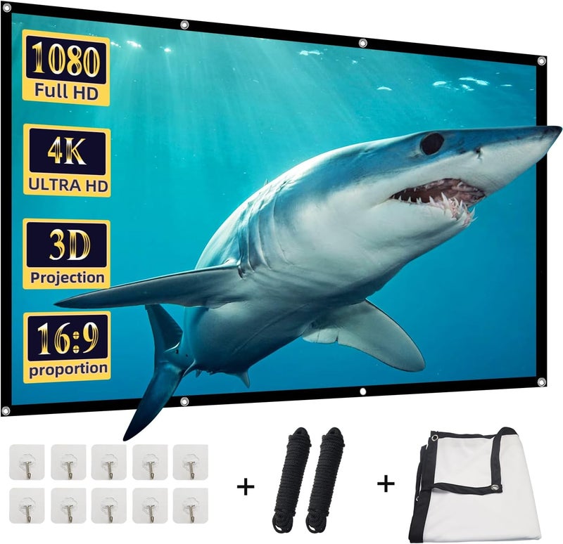 DUYIKJ 100 inch Projector Screen, Foldable Washable Portable Rear Front Projector Screen 4K Indoor Outdoor 16:9 HD Projection Movies Screen for Backyard Home Theater Office - Image 1